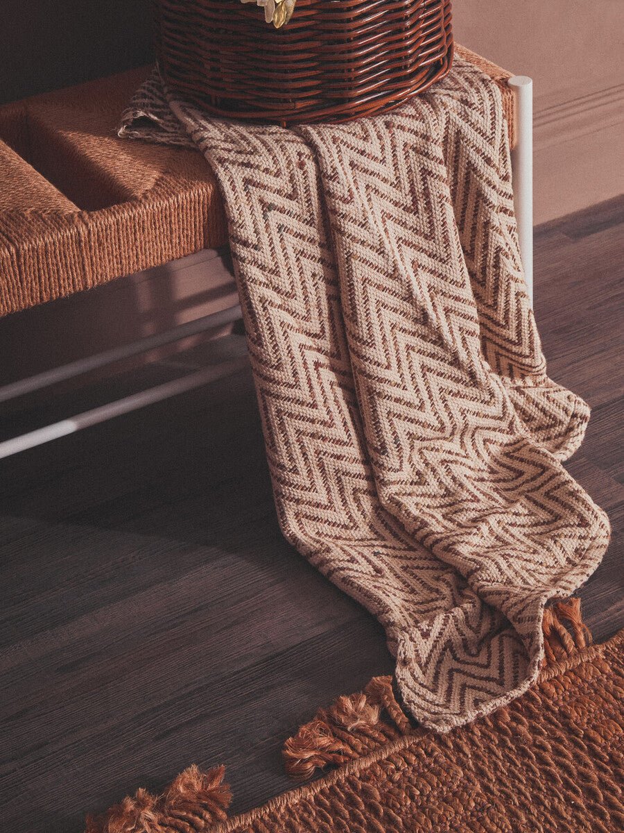 Bandar Large Natural Rope White Beechwood Bench with Handwoven Seat - MOOAZAA