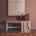 Bandar Large Natural Rope White Beechwood Bench with Handwoven Seat - MOOAZAA