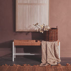 Bandar Large Natural Rope White Beechwood Bench with Handwoven Seat - MOOAZAA
