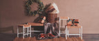 Bandar Large Natural Rope White Beechwood Bench with Handwoven Seat - MOOAZAA