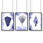 Bathroom decor blue | set of 3 wall art prints
