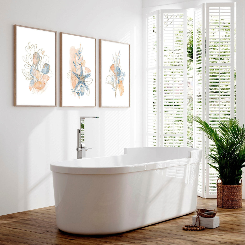 Art wall for bathroom | set of 3 wall art prints