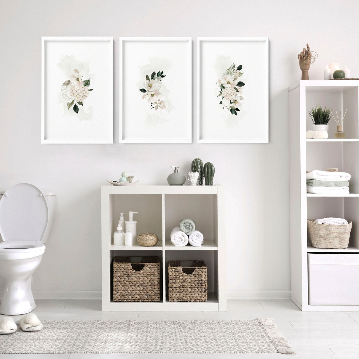Bathroom Pictures for Wall – Shabby Chic Set of 3