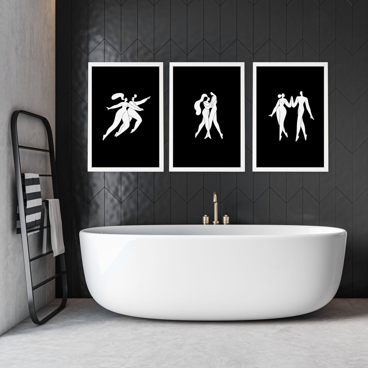 Bathroom Wall Hanging Art | Set of 3 Boho Women Wall art Prints
