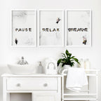 Wall art in bathroom | set of 3 Relaxing art prints