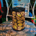 Cross-border Retro Solar Lantern Iron Hollow Storm Lantern Courtyard Decoration Desk Lamp Garden Projection