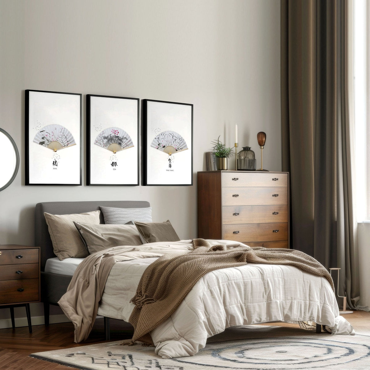 Accent Wall Ideas for Bedroom – Set of 3 Framed Prints