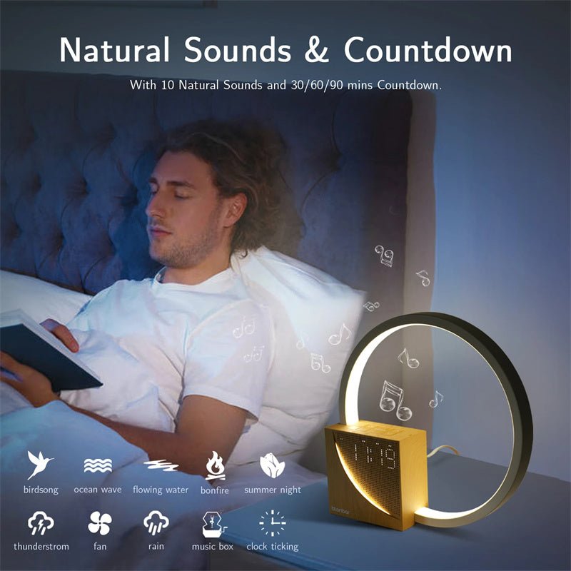 Bedside Lamp Touch Table Lamp With Natural Sounds, Desk Lamp With Alarm Clock, Touch Control 3 Levels Brightness Home Decor - MOOAZAA