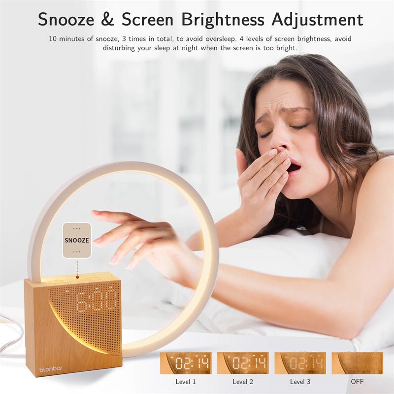 Bedside Lamp Touch Table Lamp With Natural Sounds, Desk Lamp With Alarm Clock, Touch Control 3 Levels Brightness Home Decor - MOOAZAA