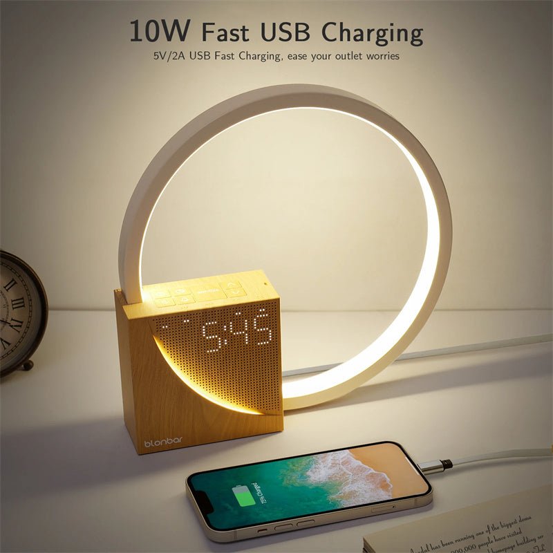 Bedside Lamp Touch Table Lamp With Natural Sounds, Desk Lamp With Alarm Clock, Touch Control 3 Levels Brightness Home Decor - MOOAZAA