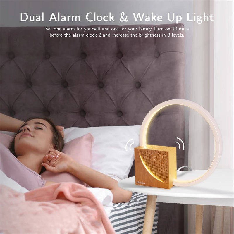 Bedside Lamp Touch Table Lamp With Natural Sounds, Desk Lamp With Alarm Clock, Touch Control 3 Levels Brightness Home Decor - MOOAZAA