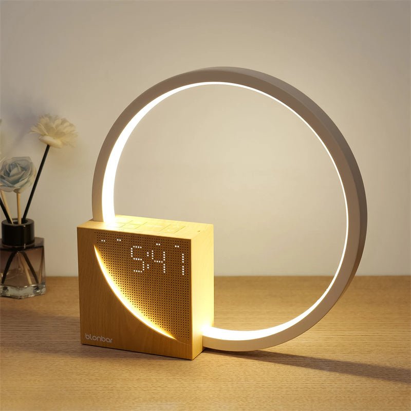 Bedside Lamp Touch Table Lamp With Natural Sounds, Desk Lamp With Alarm Clock, Touch Control 3 Levels Brightness Home Decor - MOOAZAA