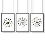Bee wall hanging | Set of 3 pictures for entryway