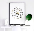 Bee wall hanging | Set of 3 pictures for entryway