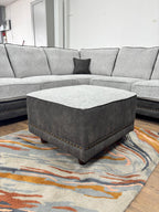 Bella Grey Fabric Footstool: Comfortable, Stylish, Modern Living Room Ottoman - MOOAZAA