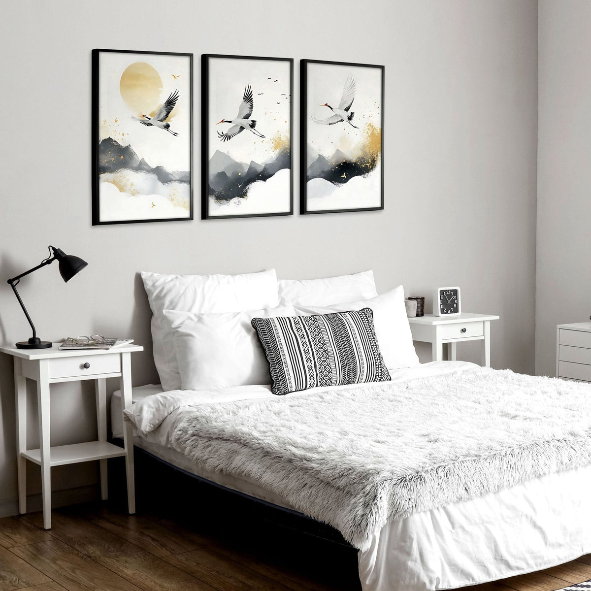 Big Wall Art For Bedroom | Set of 3 Asian Inspired Wall art Prints