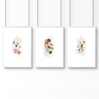 Big wall art for living room | set of 3 Shabby Chic prints