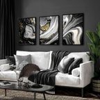 Black & Gold Wall Decor – Set of 3 Abstract Prints