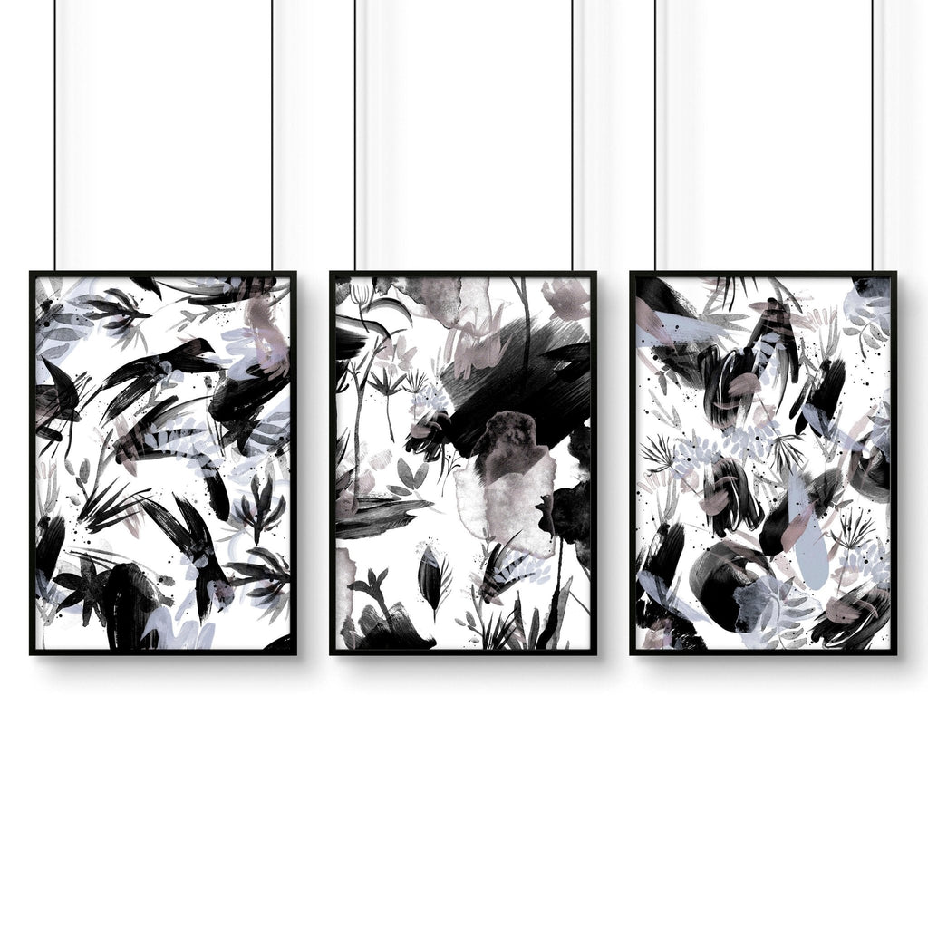 Bathroom Prints Black and White | Set of 3 Wall Art