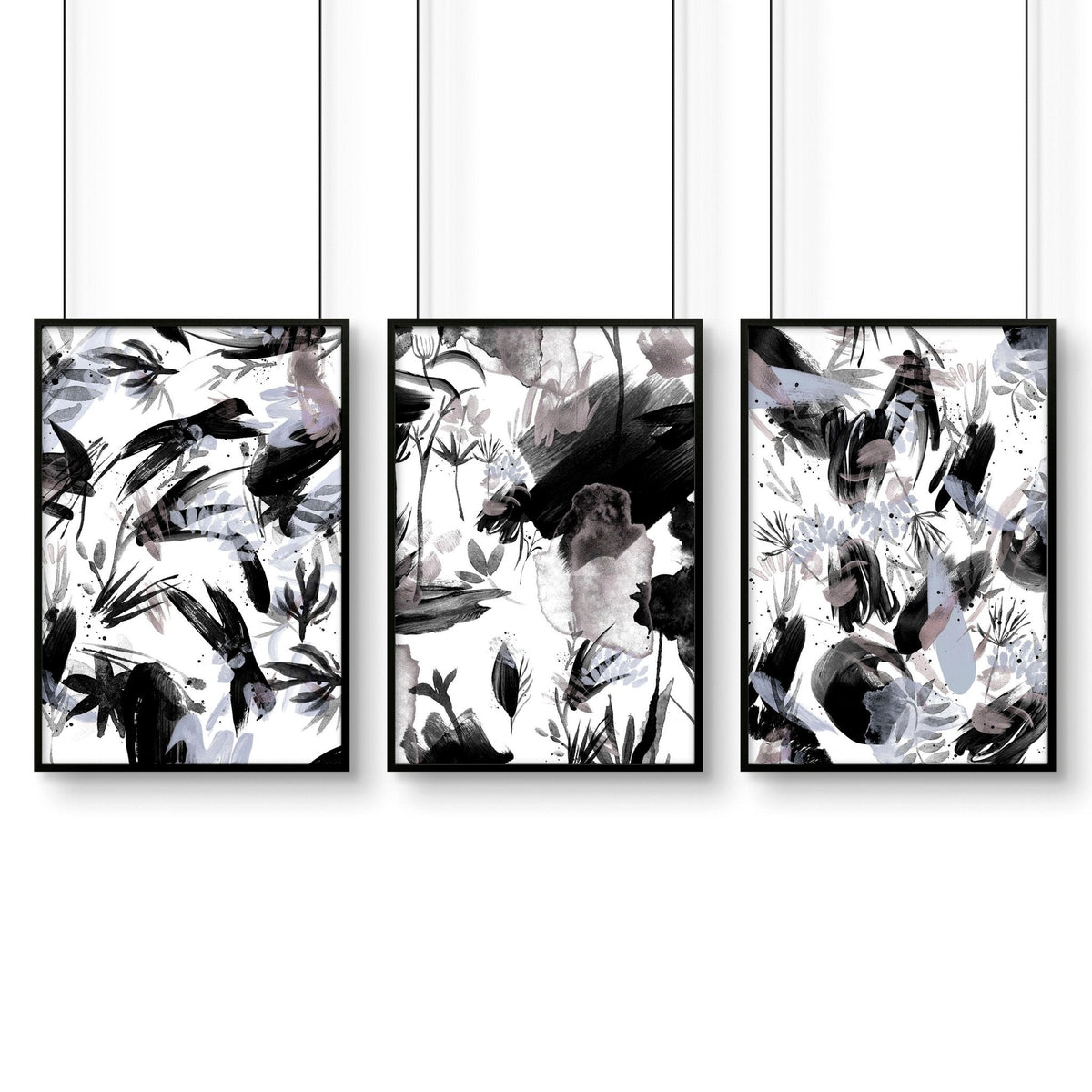 Bathroom Prints Black and White | Set of 3 Wall Art