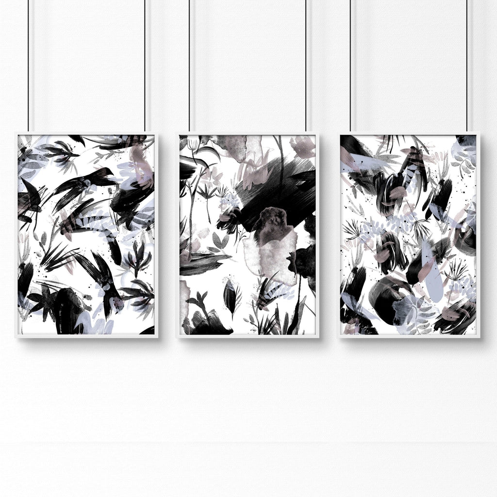 Bathroom Prints Black and White | Set of 3 Wall Art