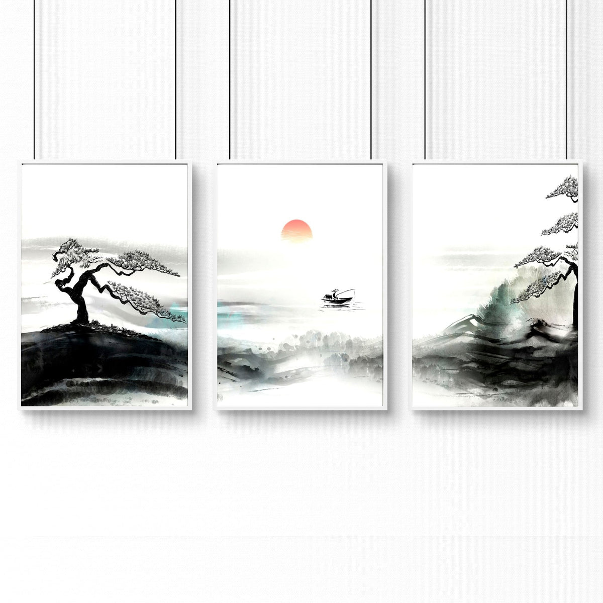 Black and White Japanese Art – Set of 3 Prints