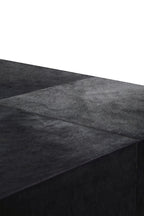 Black Hair-On-Hide Leather Bedside Table with Gold Metal Frame and 1 Drawer | Kensington Townhouse - MOOAZAA