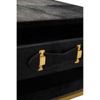 Black Hair-On-Hide Leather Coffee Table with Gold Metal Frame and Storage Drawer | Kensington Townhouse - MOOAZAA