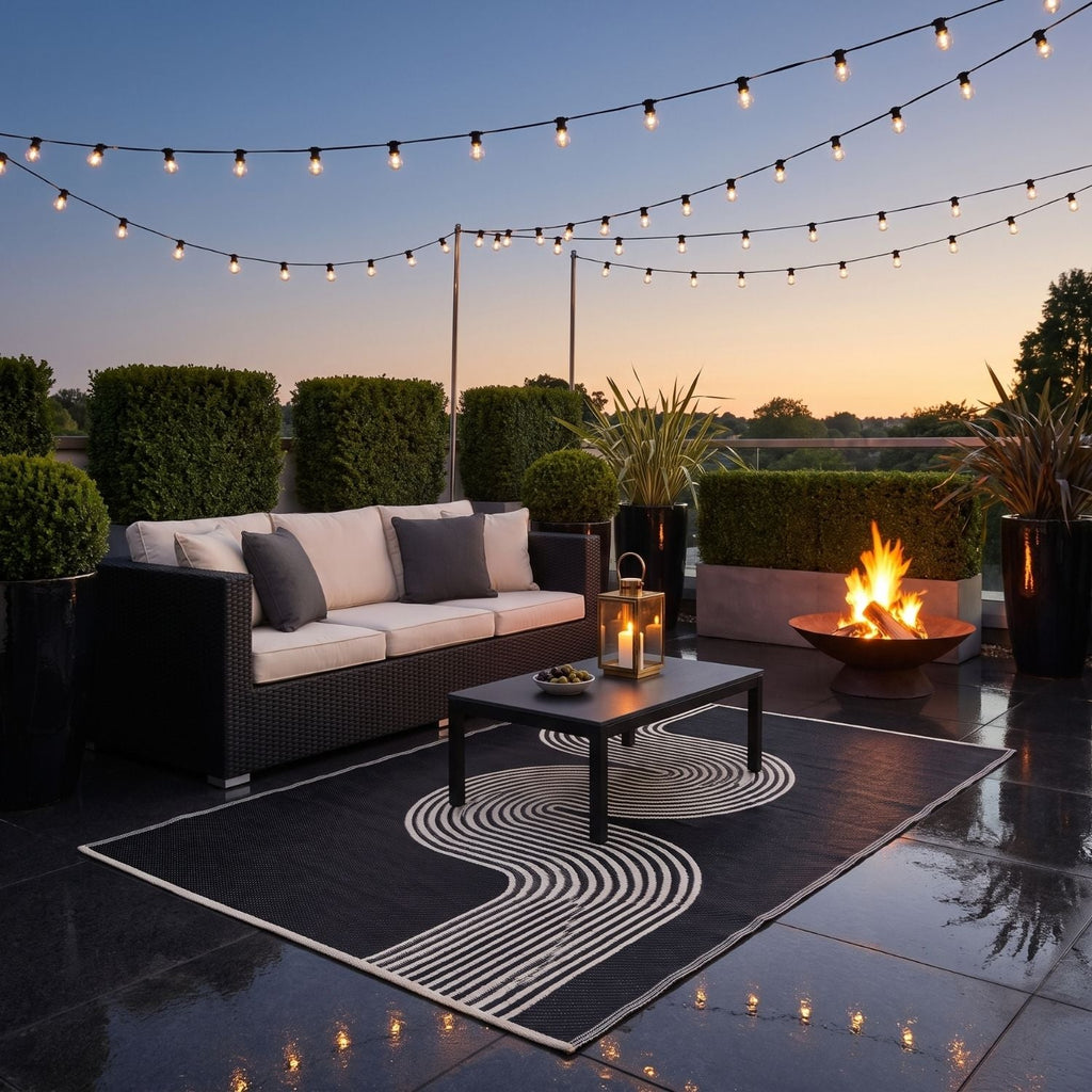 Urban Outdoor Rug Black & Beige | 1010