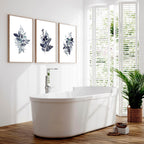 Bathroom Painting Decor – Set of 3 Blue Botanical Prints