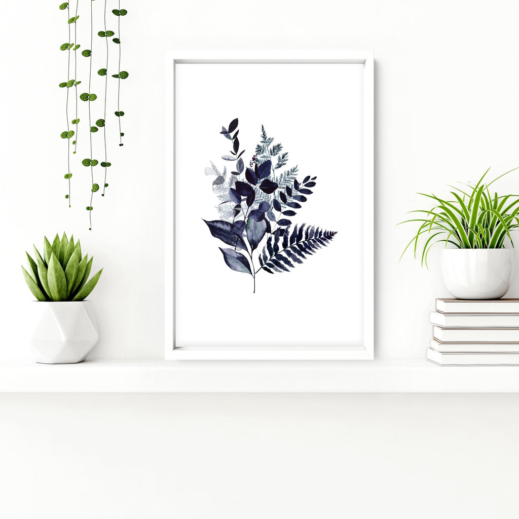 Bathroom Painting Decor – Set of 3 Blue Botanical Prints