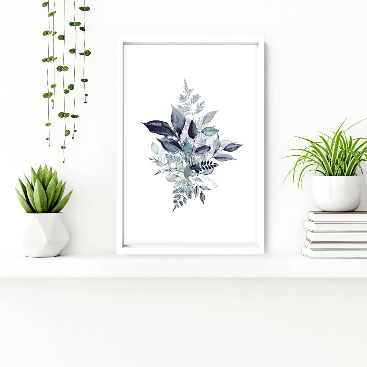 Bathroom Painting Decor – Set of 3 Blue Botanical Prints