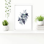 Bathroom Painting Decor – Set of 3 Blue Botanical Prints