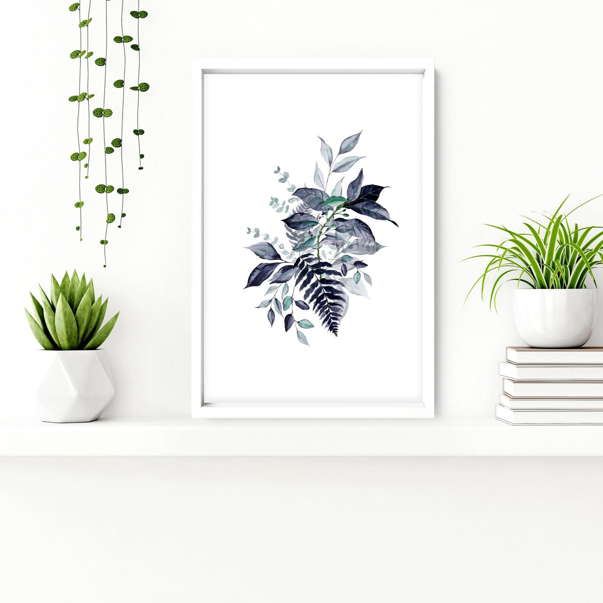 Bathroom Painting Decor – Set of 3 Blue Botanical Prints
