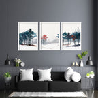 Blue Wall Art For Living Room | Set of 3 wall art prints