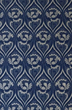 Navy blue fabric with white floral pattern
