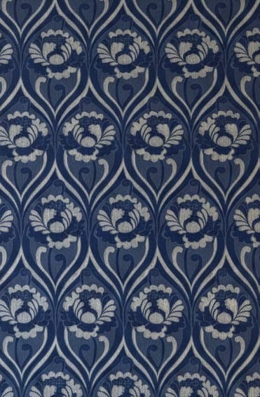 Navy blue fabric with white floral pattern