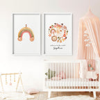 Boho Nursery Decor Set of 2 Wall Art Prints