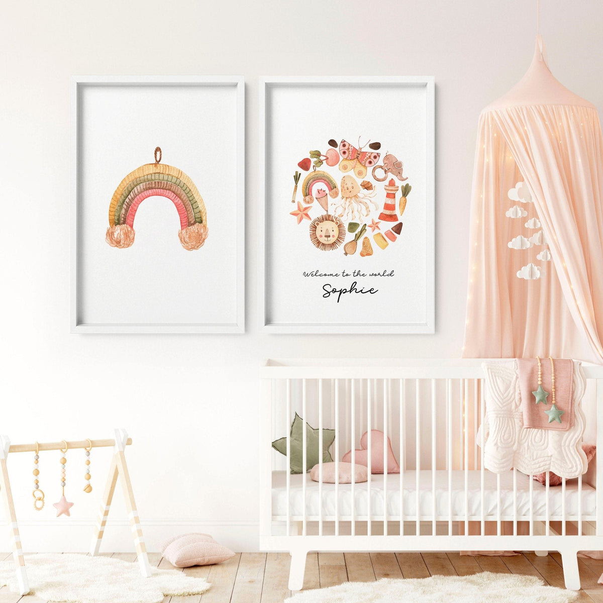 Boho Nursery Decor Set of 2 Wall Art Prints