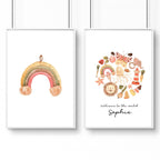 Boho Nursery Decor Set of 2 Wall Art Prints