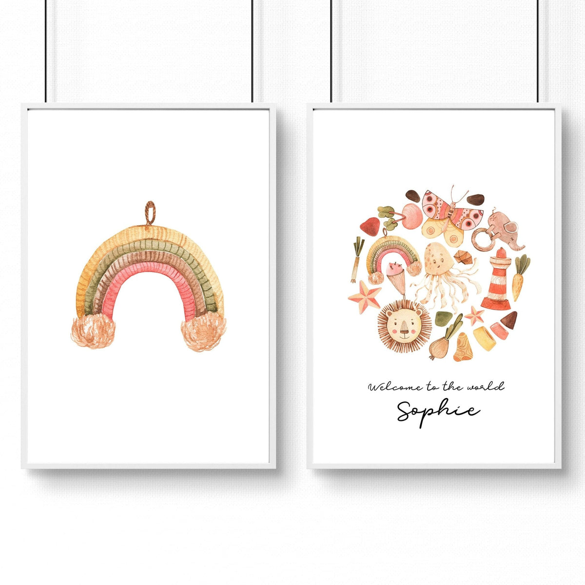 Boho Nursery Decor Set of 2 Wall Art Prints