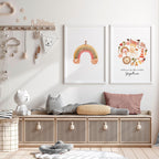 Boho Nursery Decor Set of 2 Wall Art Prints
