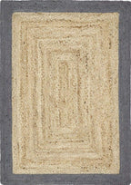 Bordered Grey Jute Rug - MOOAZAA