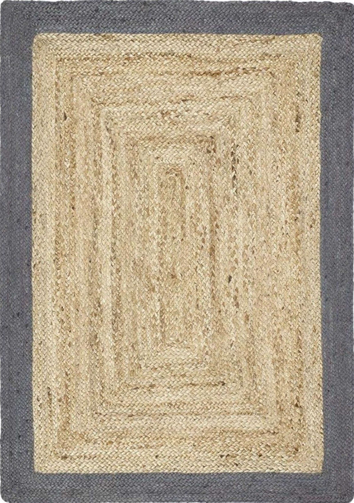 Bordered Grey Jute Rug - MOOAZAA