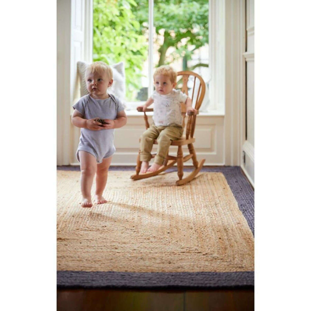 Bordered Grey Jute Rug - MOOAZAA
