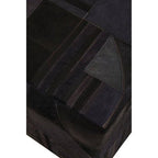 Bosie Safira Black And Grey Deco Hair on Leather Pouffe - MOOAZAA