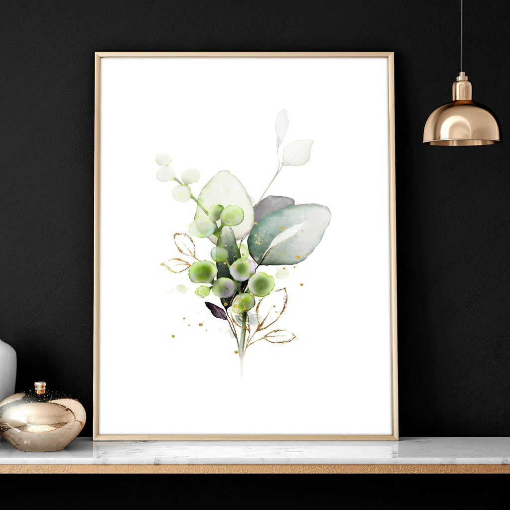 Botanical Wall Art Set of 3 | Sage Green & Gold Prints