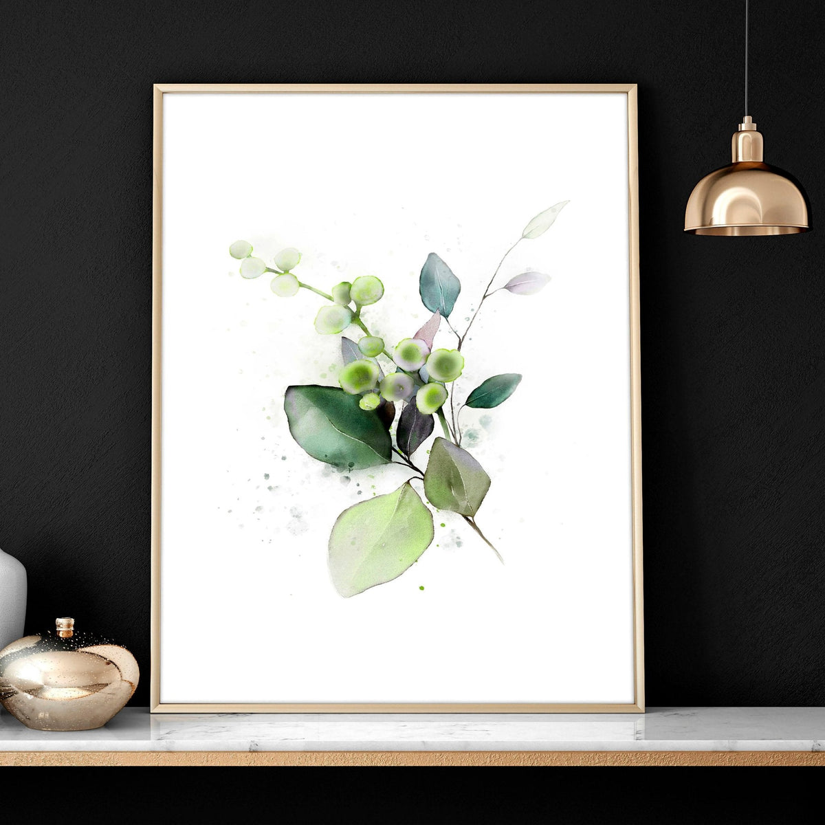 Botanical Wall Art Set of 3 | Sage Green & Gold Prints