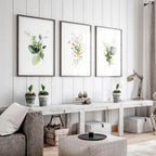 Botanical Wall Art Set of 3 | Sage Green & Gold Prints