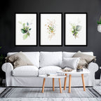 Botanical Wall Art Set of 3 | Sage Green & Gold Prints